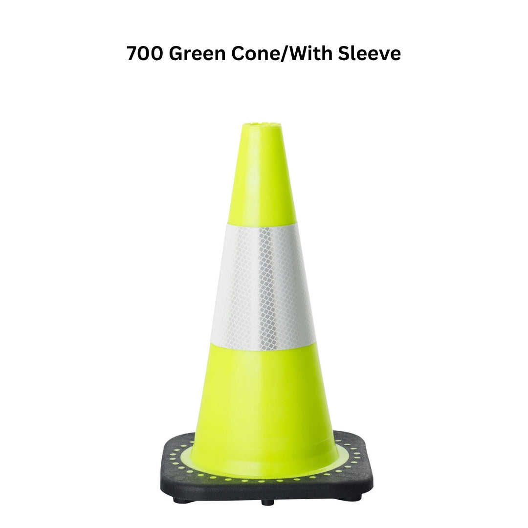 Green Coloured Traffic Cones with Reflective Sleeve
