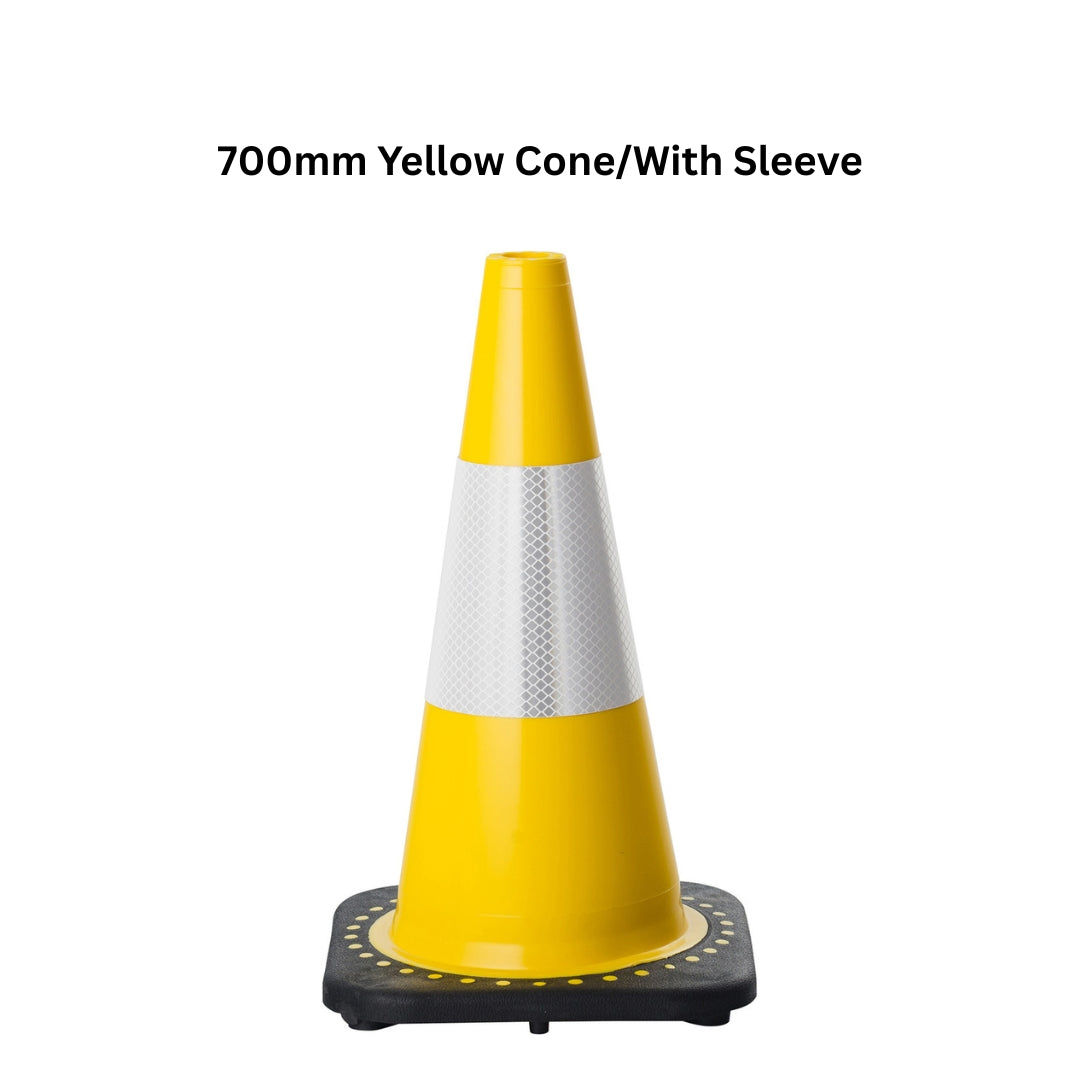 Yellow Coloured Traffic Cones with Reflective Sleeve