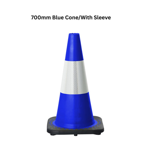 Blue Coloured Traffic Cones with Reflective Sleeve