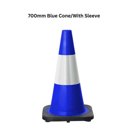 Blue Coloured Traffic Cones with Reflective Sleeve